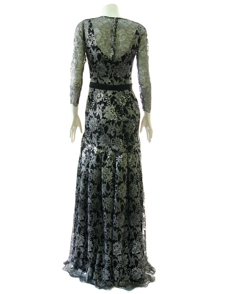 Metallic lace overlaid black gown style Kate Middleton