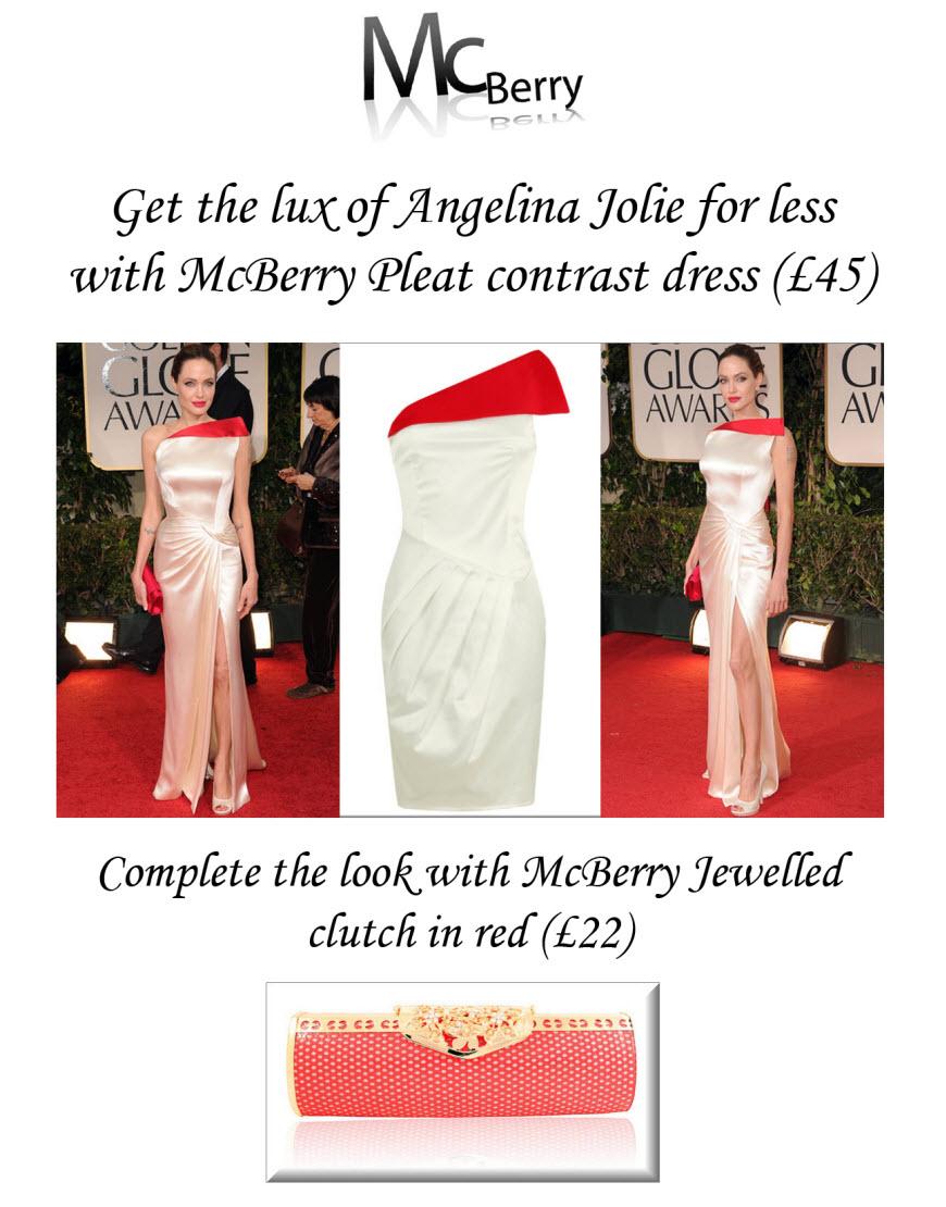 Pleat contrast dress style Angelina Jolie