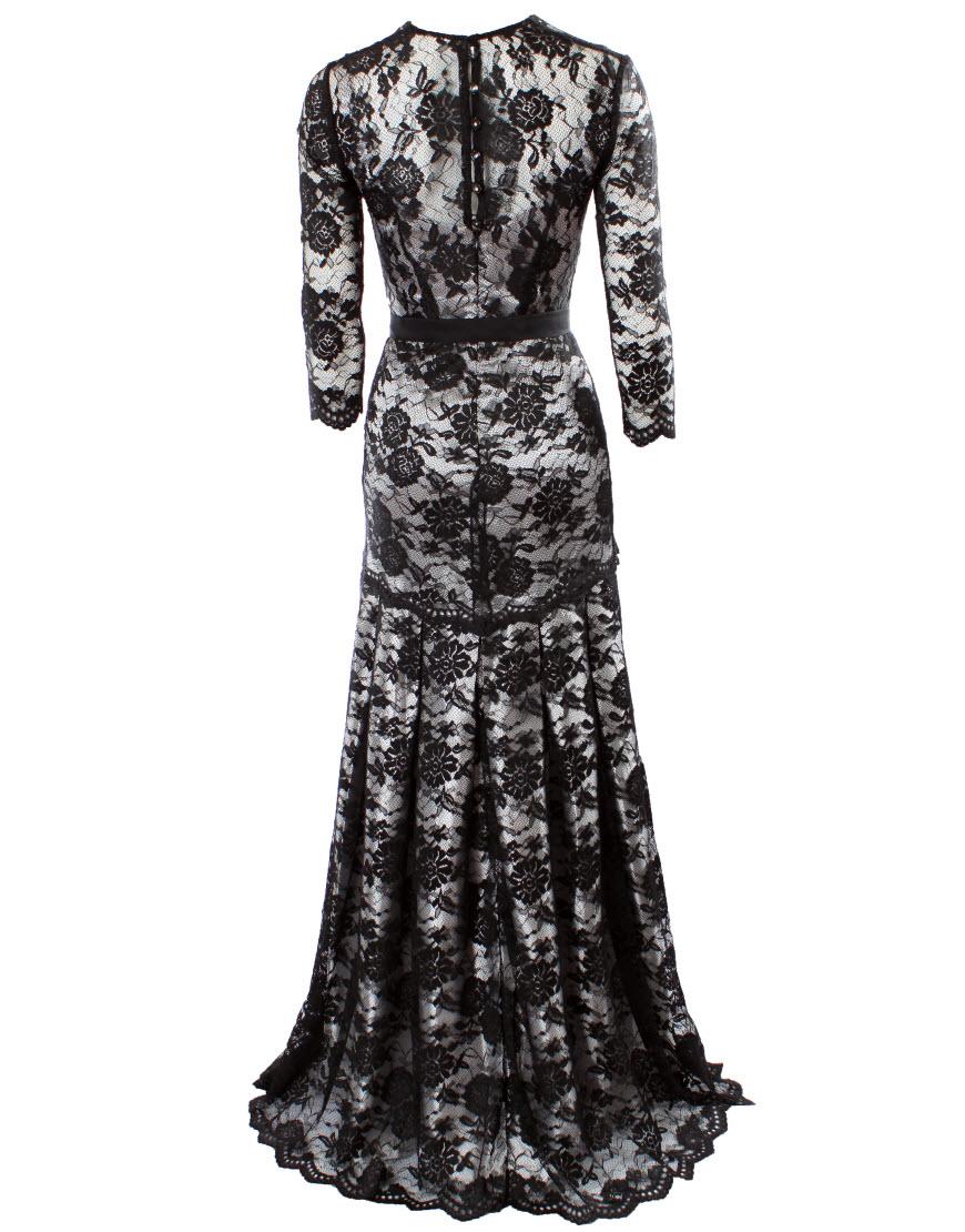 Black lace overlaid silver lining gown style Kate Middleton