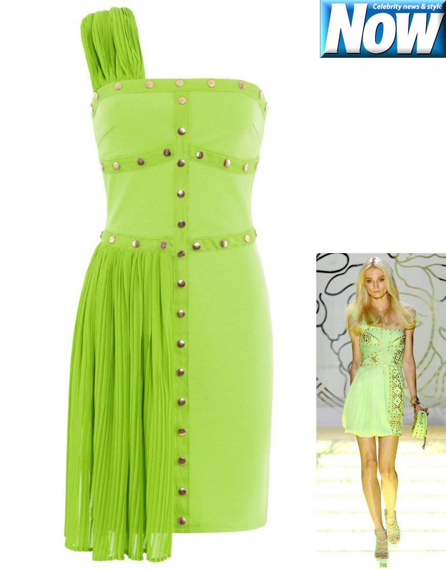 Studded pleat detailed dress style Tulisa in Versace