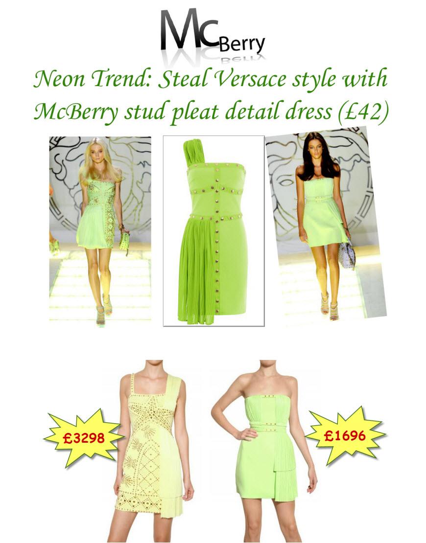 Studded pleat detailed dress style Tulisa in Versace