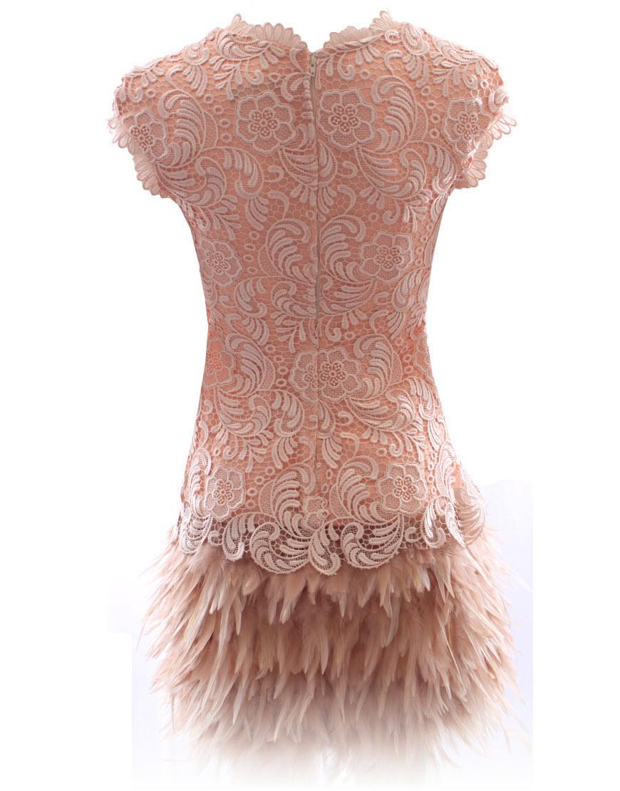 Beige lace feather dress as worn by Billi Mucklow