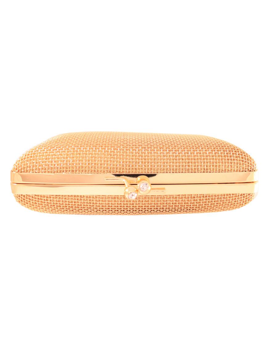 Diamante knot gold clutch box