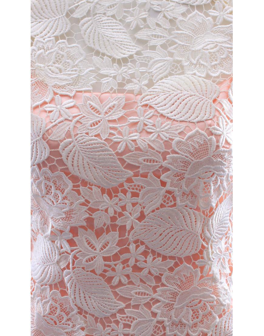 Floral and Leaf lace feather dress in Ivory