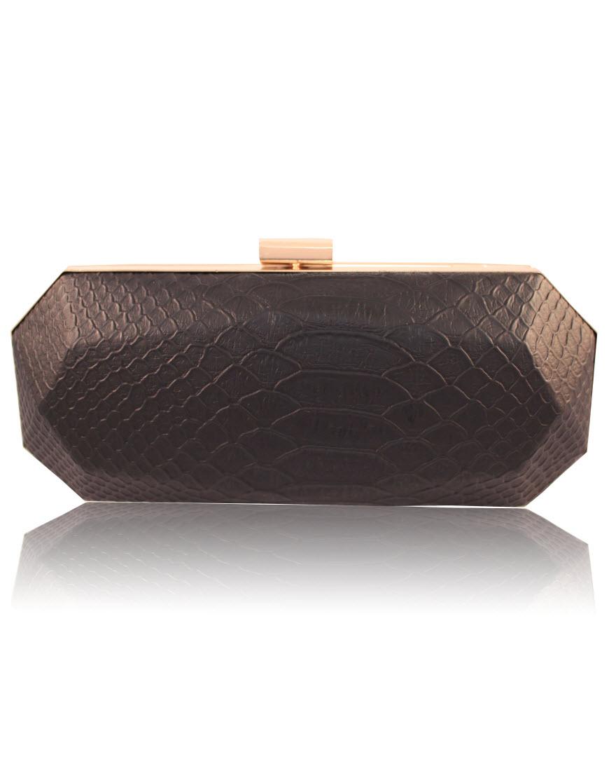 ALEXANDER MCQUEEN Style snake skin box clutch in black