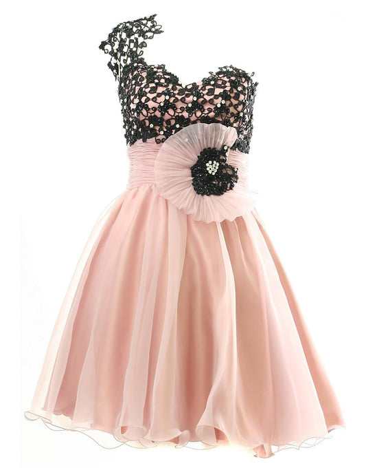 Diamante embellishment lace prom dress
