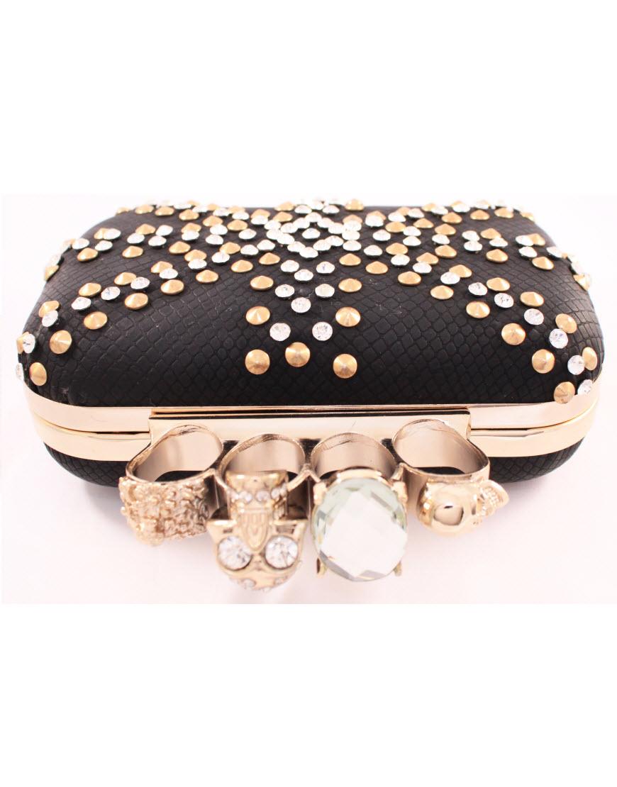 ALEXANDER MCQUEEN Style union jack Skull Knuckle Duster clutch