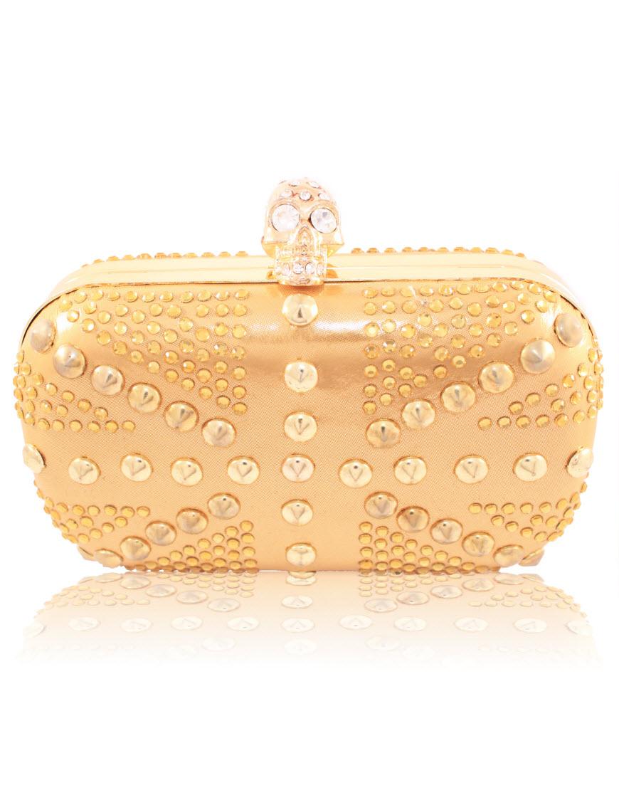 ALEXANDER MCQUEEN Style stud detail clutch in gold