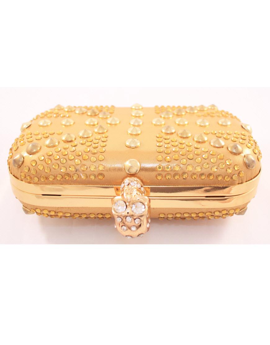 ALEXANDER MCQUEEN Style stud detail clutch in gold