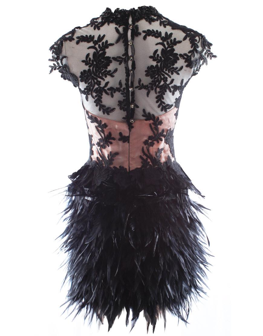 Black Feather dress as on fastion show in Oxford