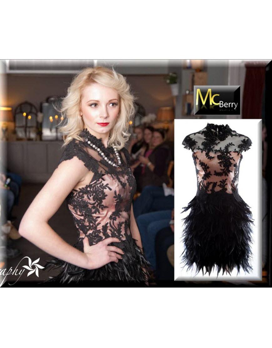 Black Feather dress as on fastion show in Oxford