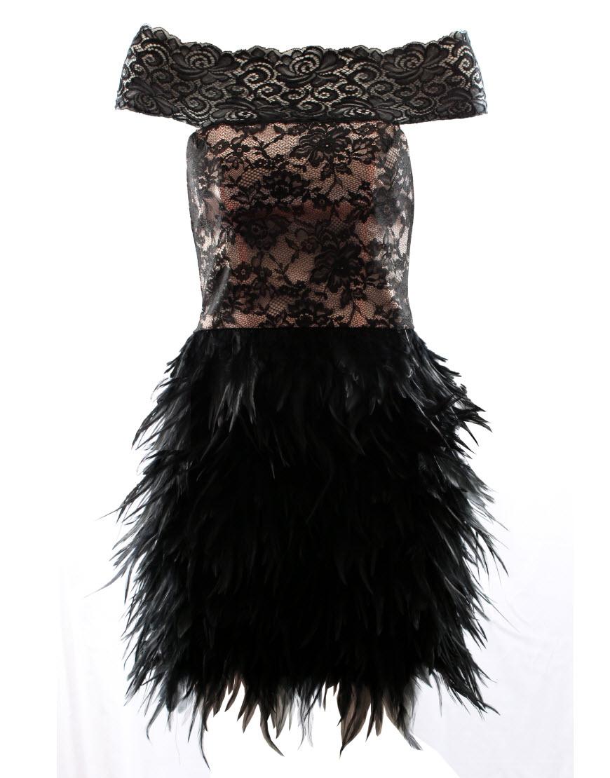 Off Shoulder Feather Dress as Photoshoot in Star Magazine
