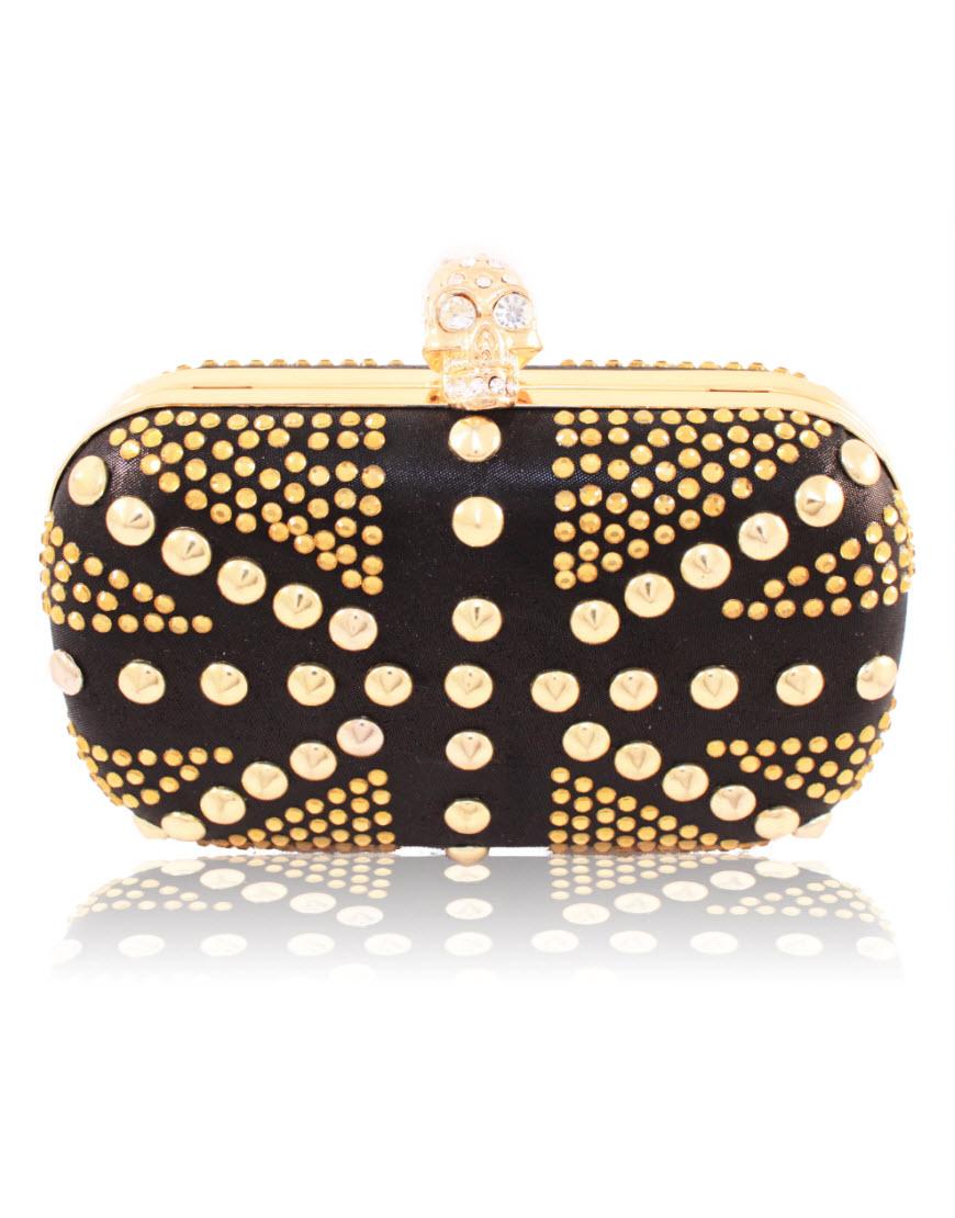 ALEXANDER MCQUEEN Style stud detail clutch in black
