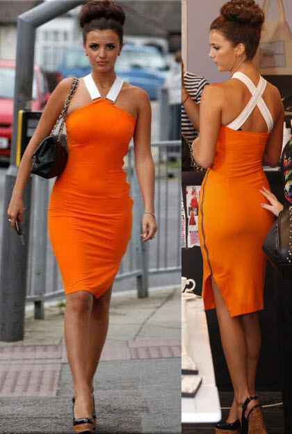 Leather strappy pencil dress as worn by Lucy Mecklenburgh