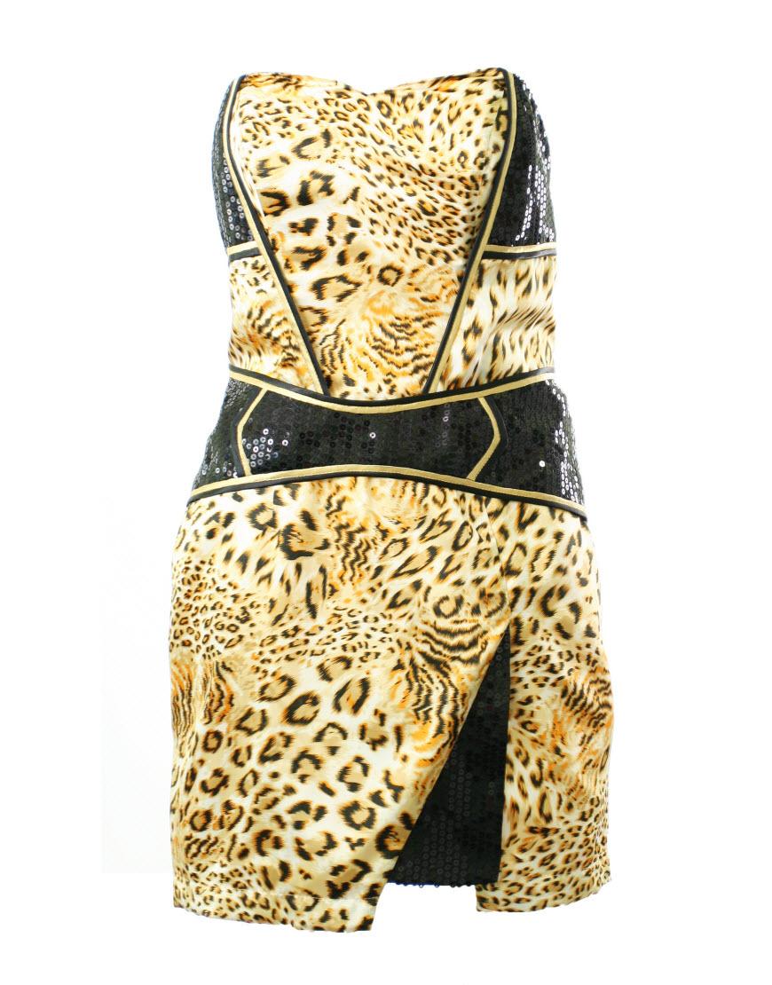 Leopard sequin-detailed mini dress in gold