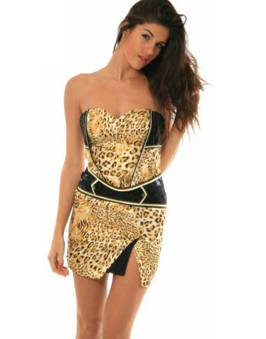 Leopard sequin-detailed mini dress in gold