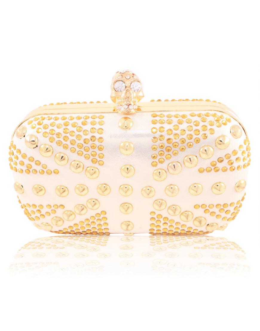 ALEXANDER MCQUEEN Style stud detail clutch in ivory