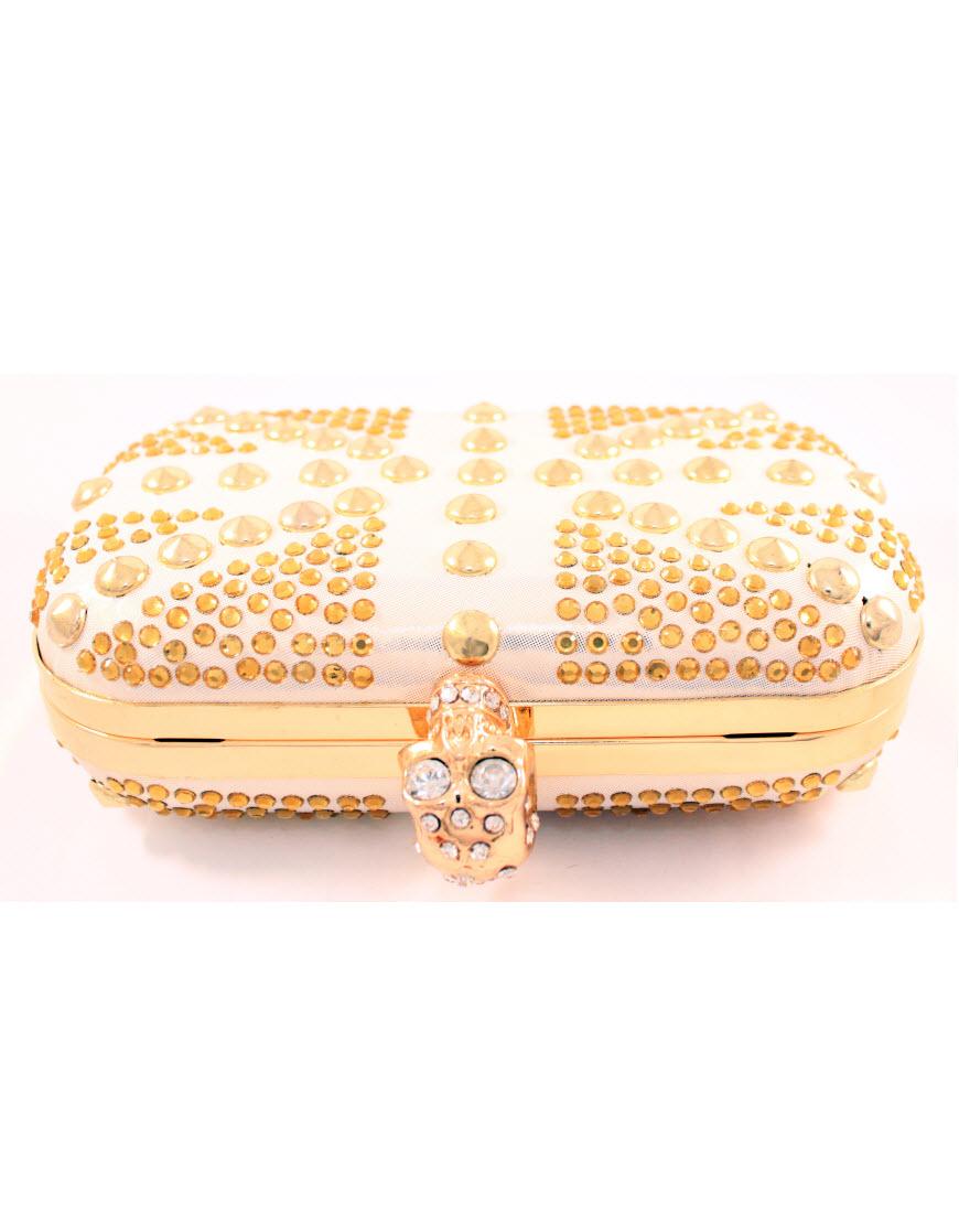 ALEXANDER MCQUEEN Style stud detail clutch in ivory