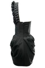 Embellished Detachable Shoulder strap dress in black