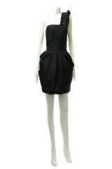 Embellished Detachable Shoulder strap dress in black
