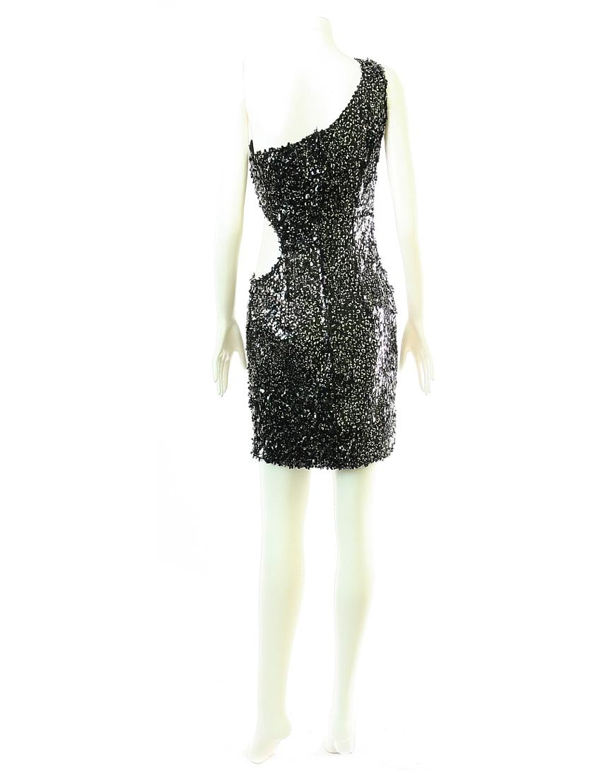 Sequin one shoulder side cut out dress