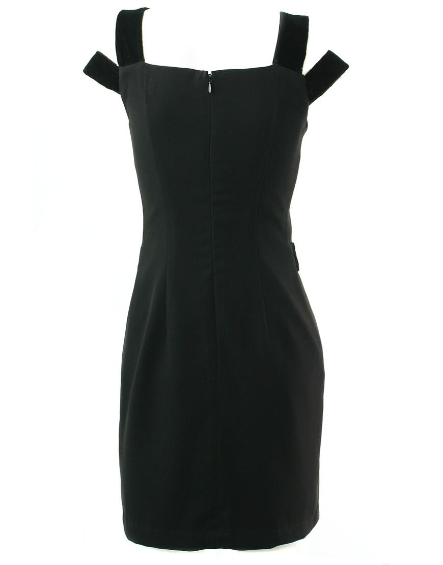 Bow-embellished waist mini dress in black