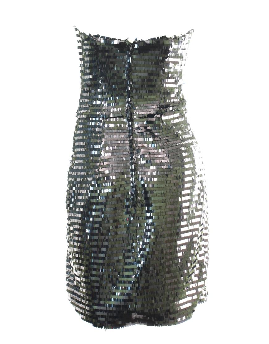 Sequin wrap skirt mini dress Style Paco Rabanne Ad Campaign