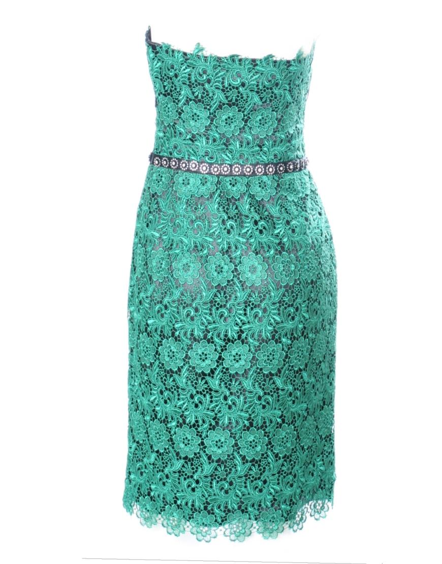 Embellished lace dress in green