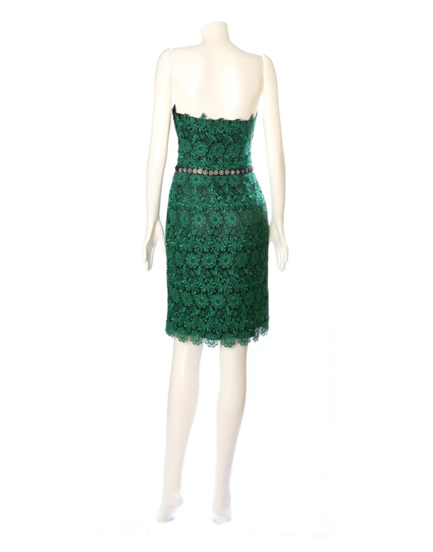 Embellished lace dress in green