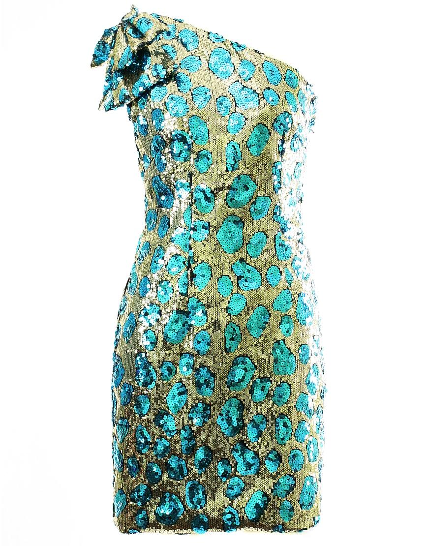 Seqiuin bow detail one shoulder dress