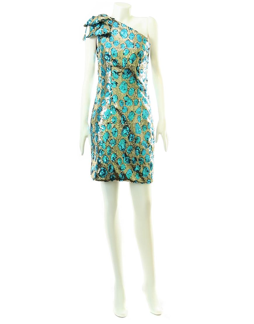 Seqiuin bow detail one shoulder dress