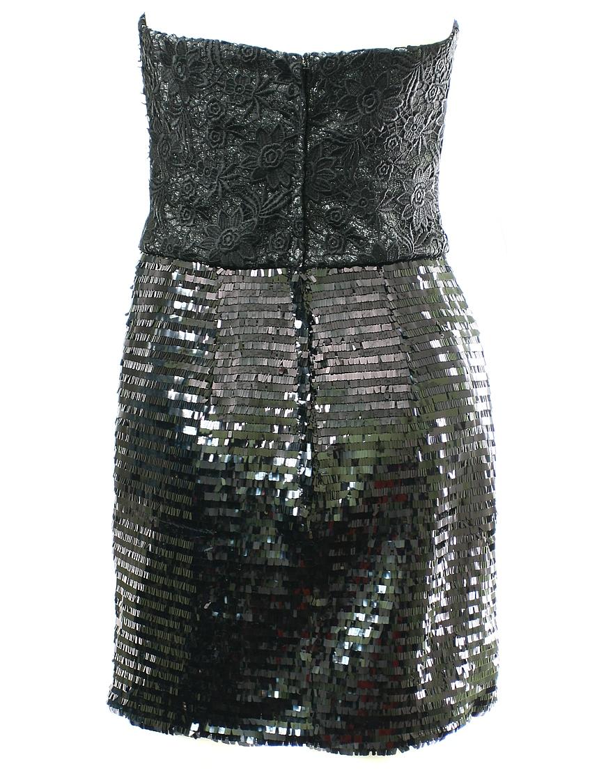 Lace metallic top sequin skirt mini dress