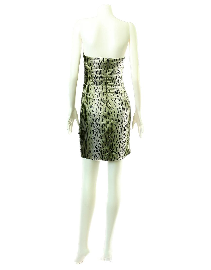 Animal print sequin embellished mini dress in green