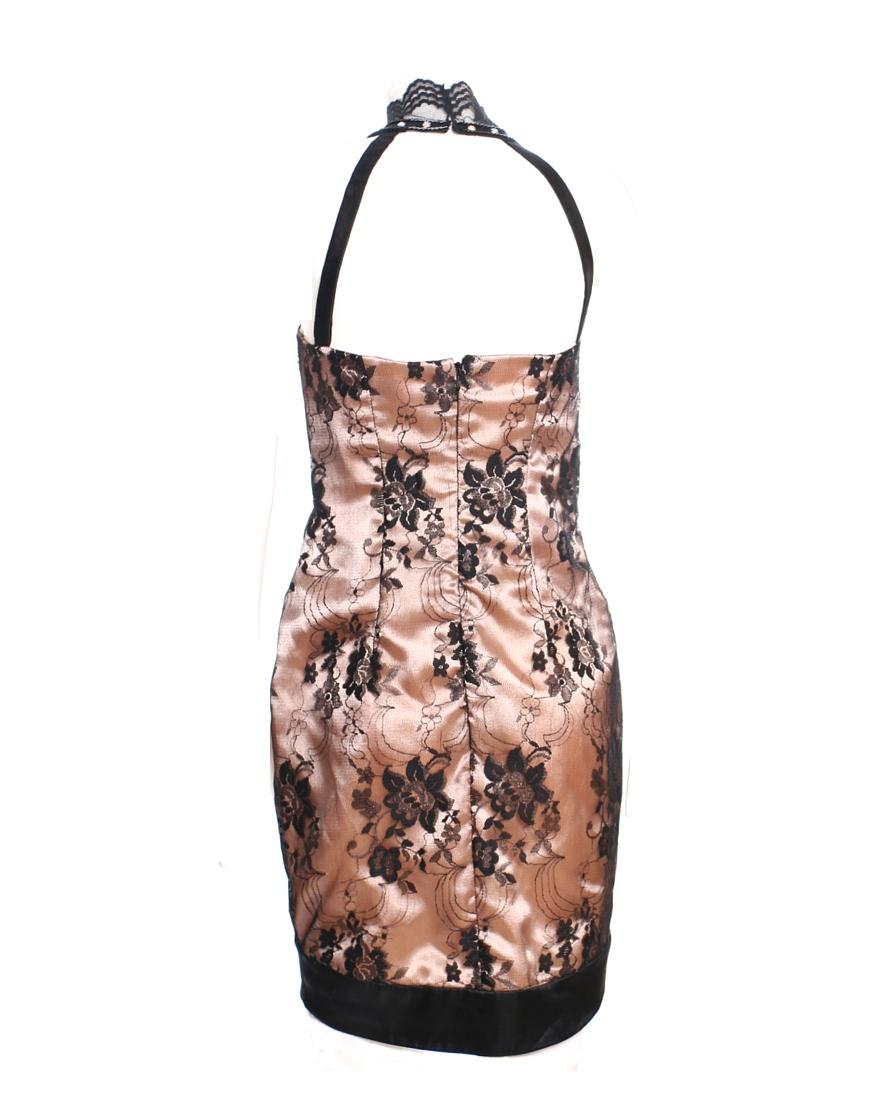 Triangular trimmed lace panel embellished dress