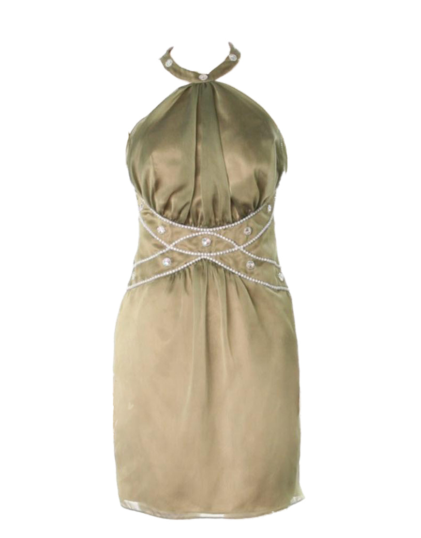 Round-neck jewelled dress