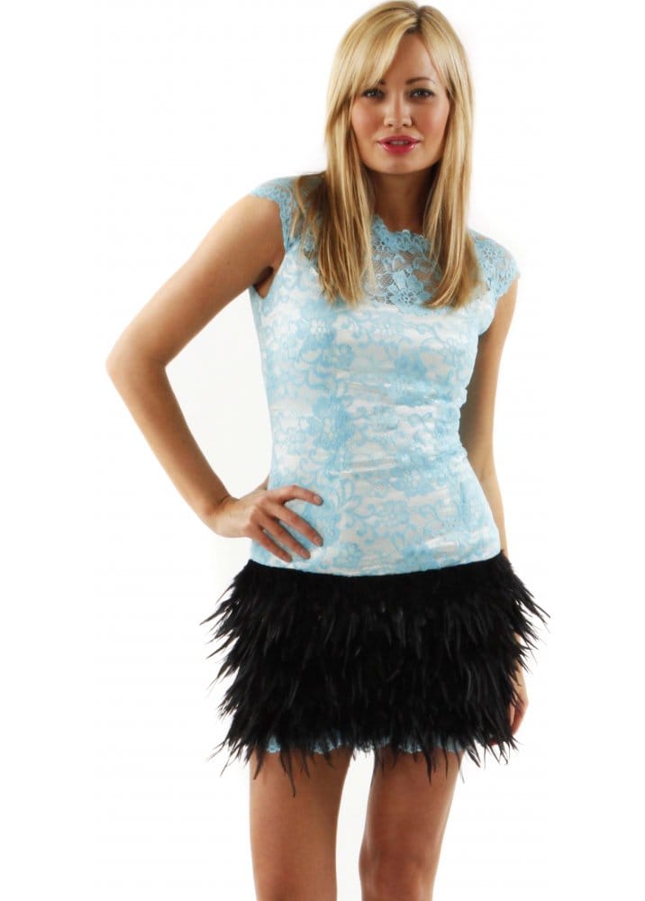 Emma Watson style lace feather dress as worn by Lucy Mecklenburgh in Blue