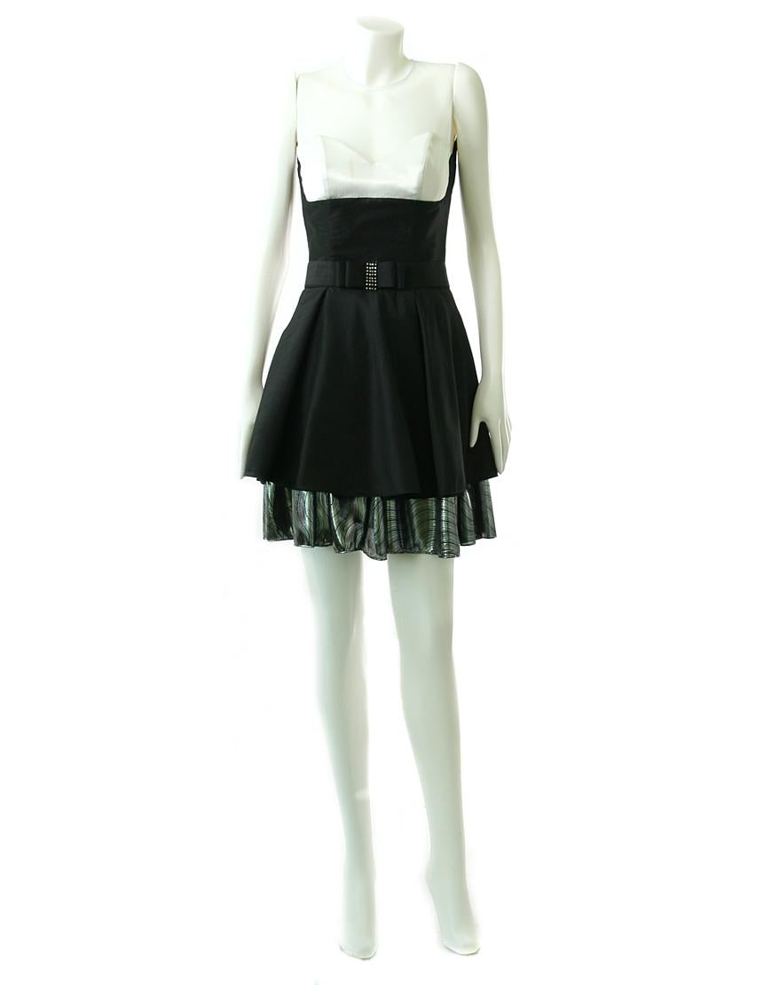 Chiffon panel bustier tiered skirt dress