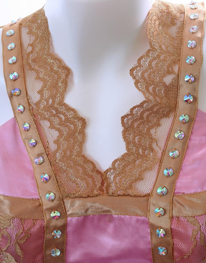 Lace panel embellished dress Beige & Gold