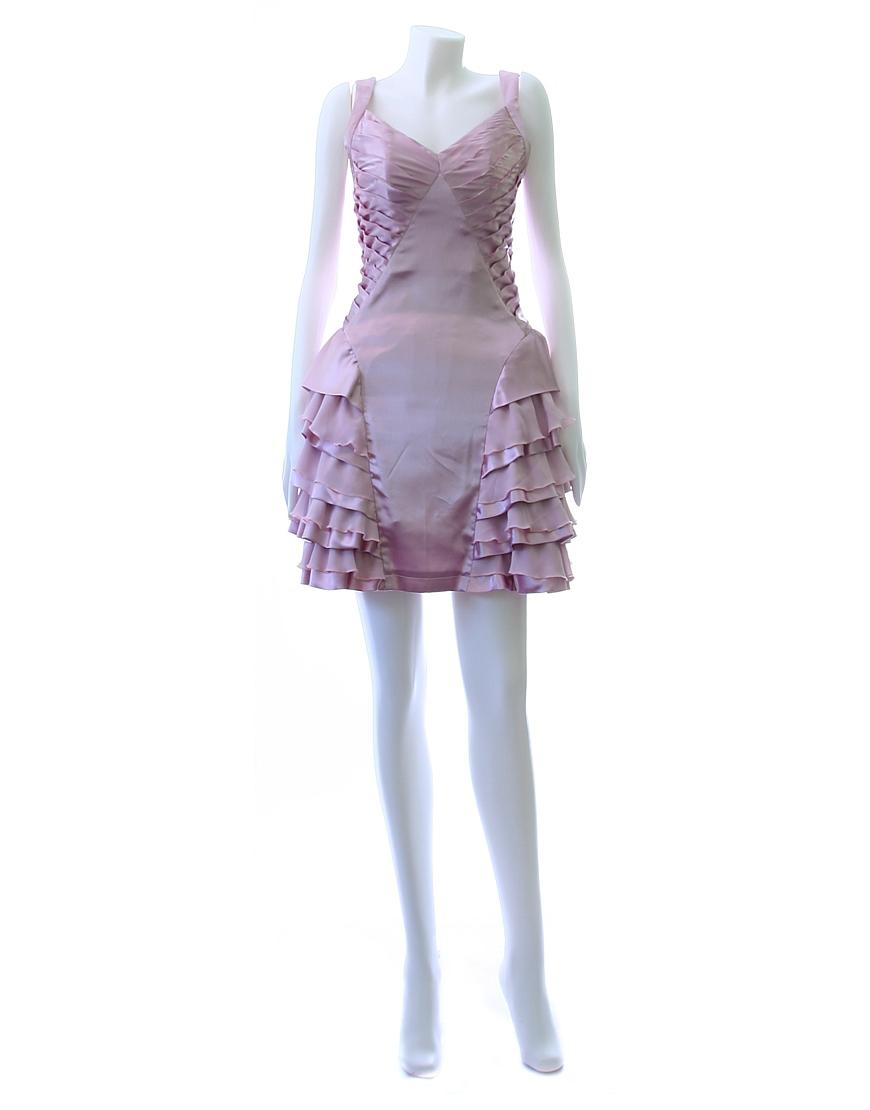 Rushed bustier symmetric layer skirt dress