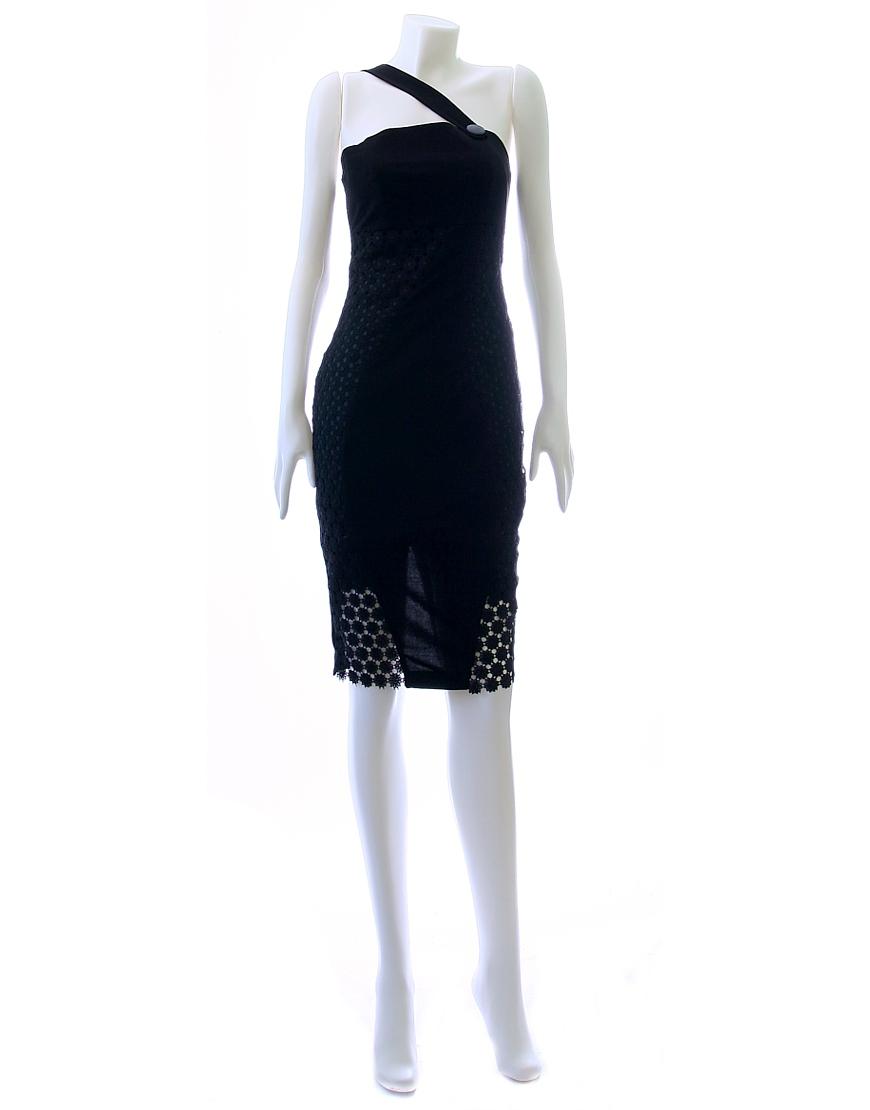 Lace sides inserted shift dress