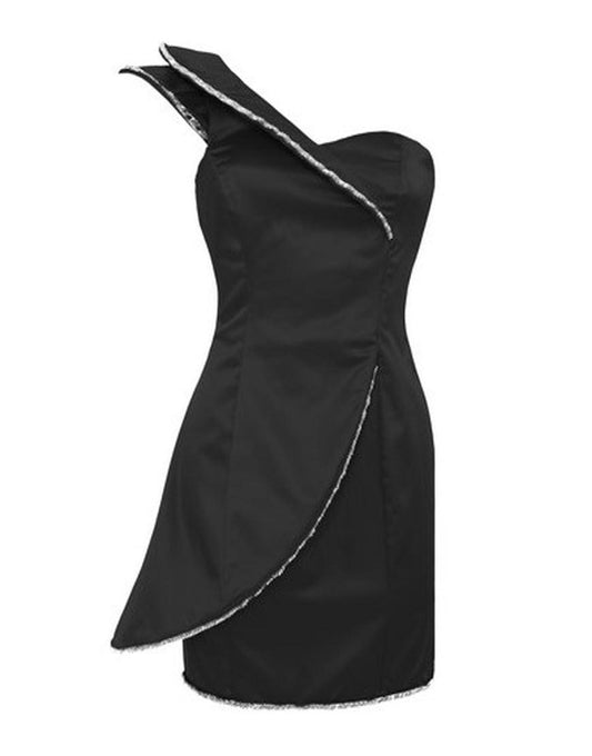 One shoulder trim embellished dress