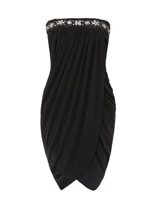 Draped grecian jewelled dress in black