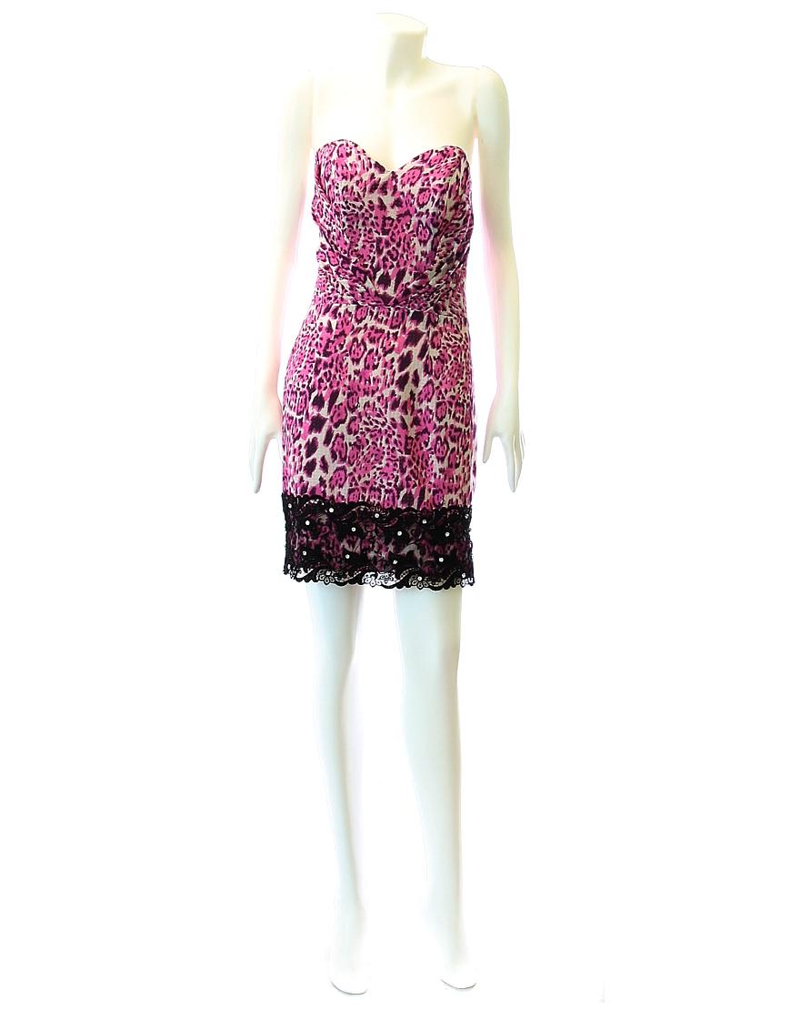 Leopard lace embellishment dress in purple