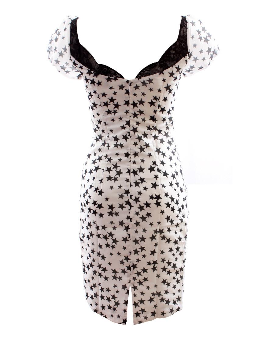 Star print puffball sleeve draped dress (medium stars)