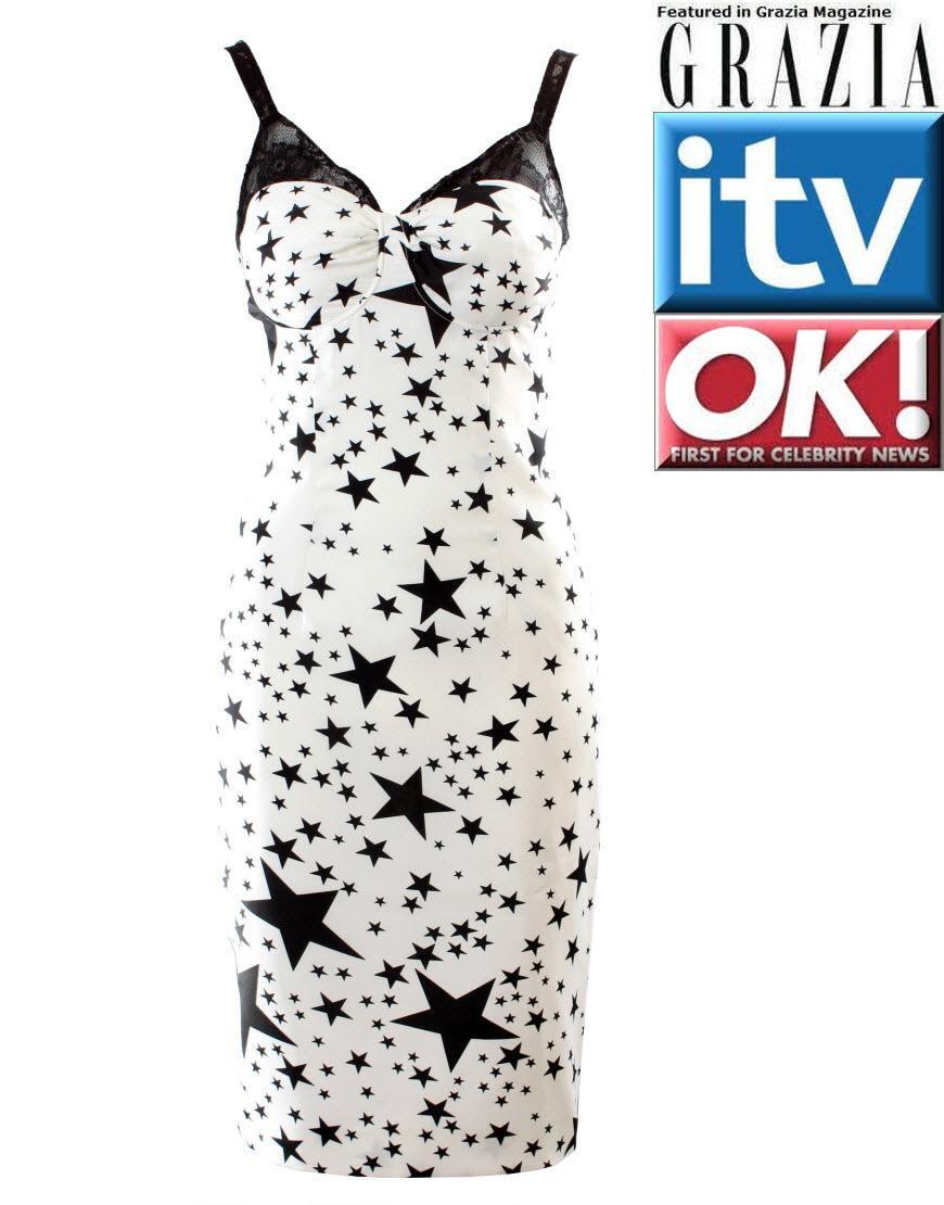 Star print lace bustier dress (large stars)