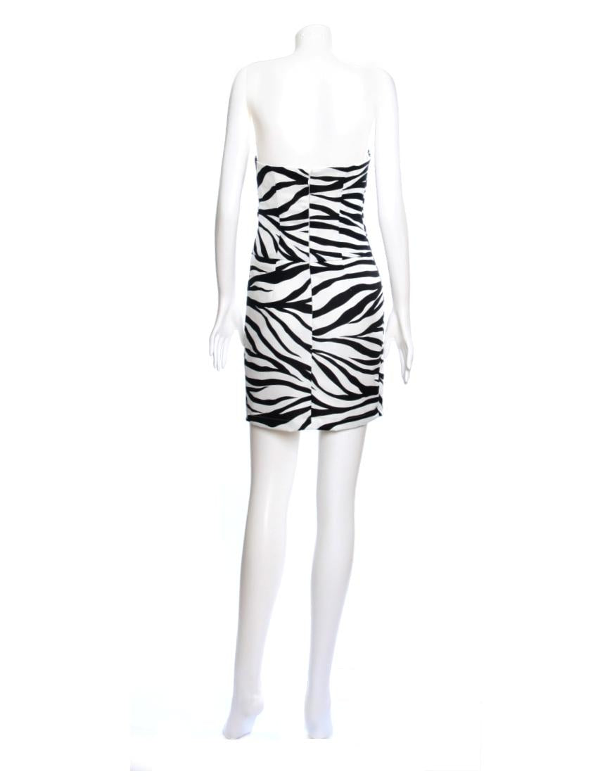 Zebra Sequin two-tone trim mini dress