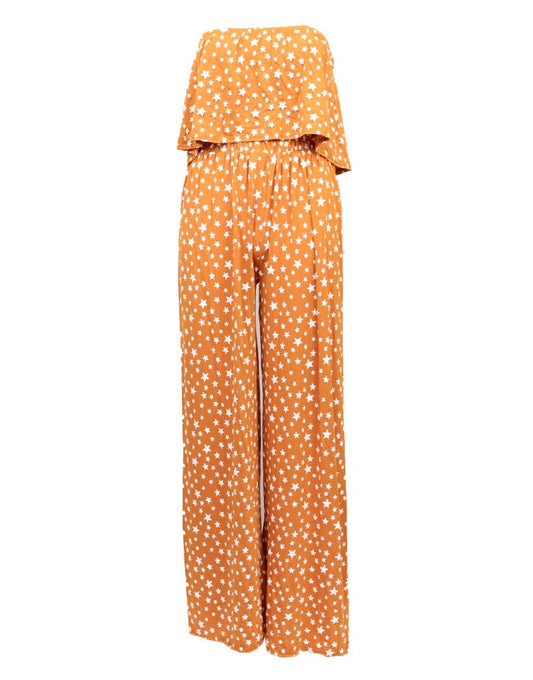 Star print jumpsuit in Mustard