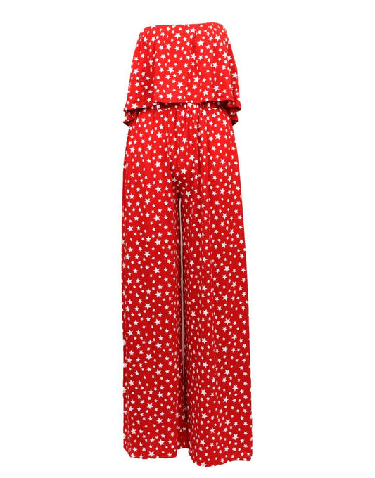 Star print jumpsuit in Red