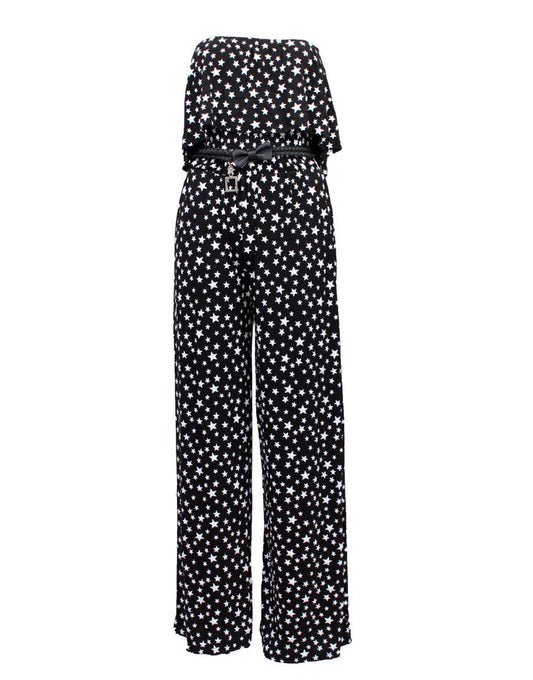 Star print jumpsuit in Black