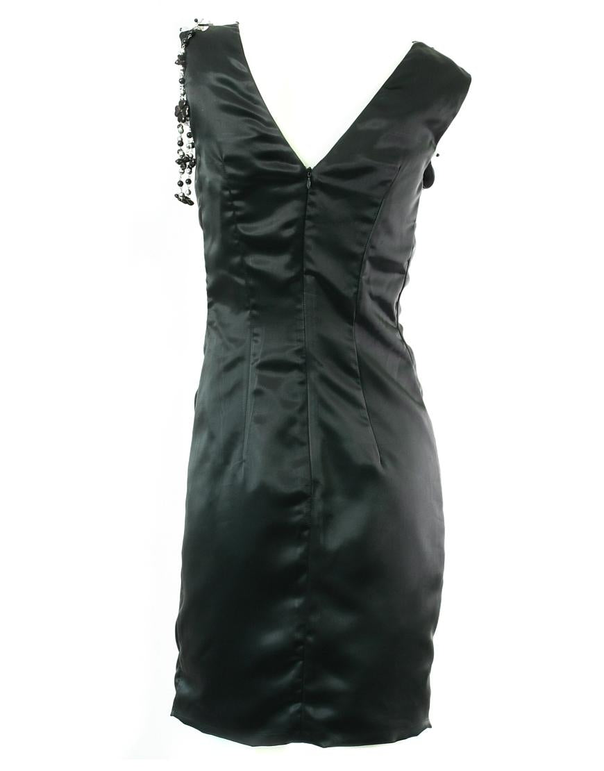 Drape embellished bodice side jewelled dress in Black
